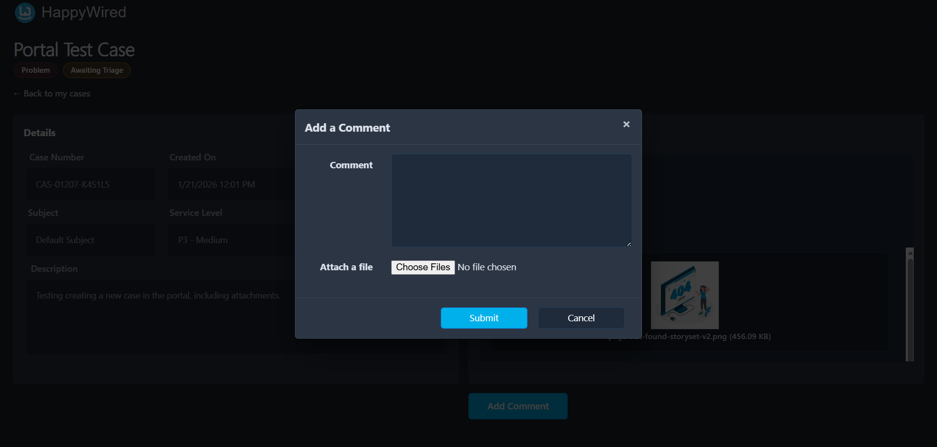 Add comment dialogue screenshot